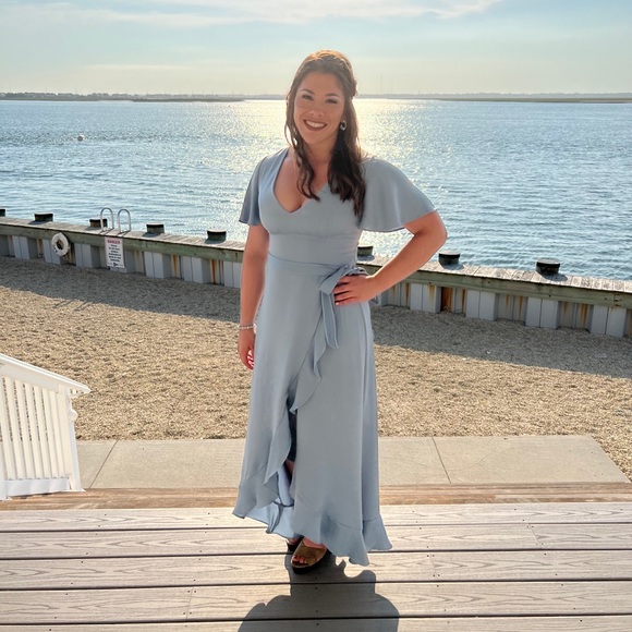 David’s Bridal Dusty Blue Dress - Picture 1 of 6